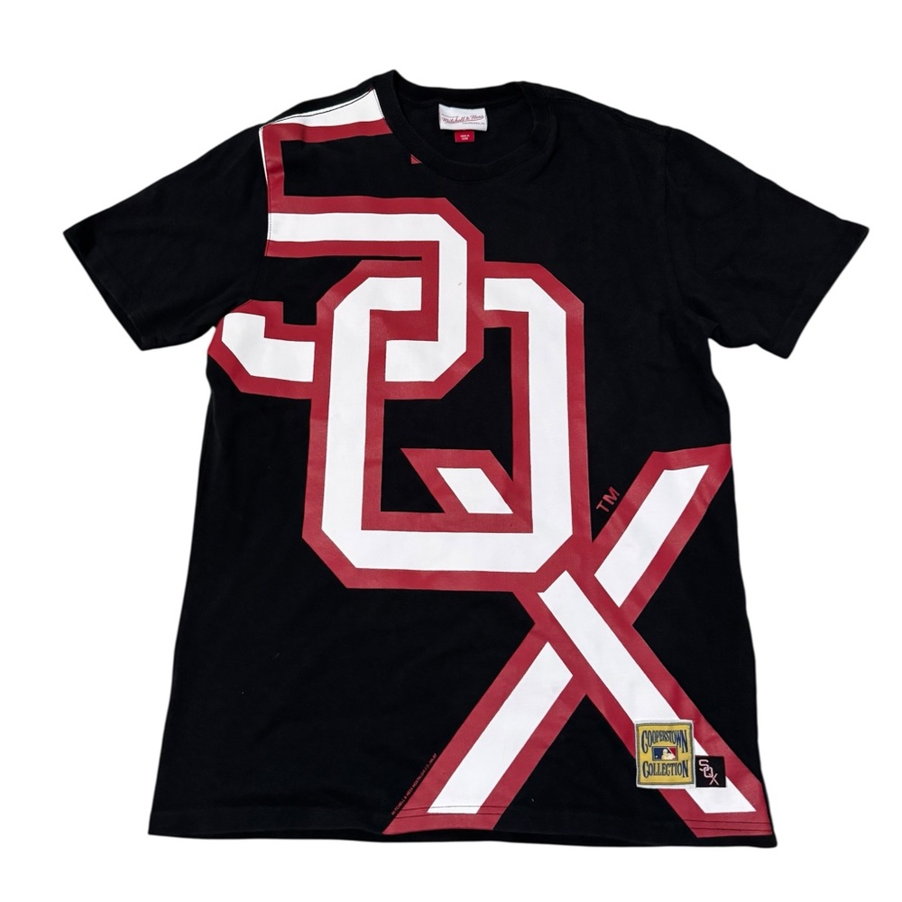 Mitchell & Ness Boston Red Sox Spell Out Shirt Mens Small Black Baseball Heavy
